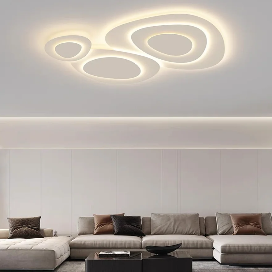 Designer Metal Uneven Living Room Ceiling Light, White, Trichromatic Light