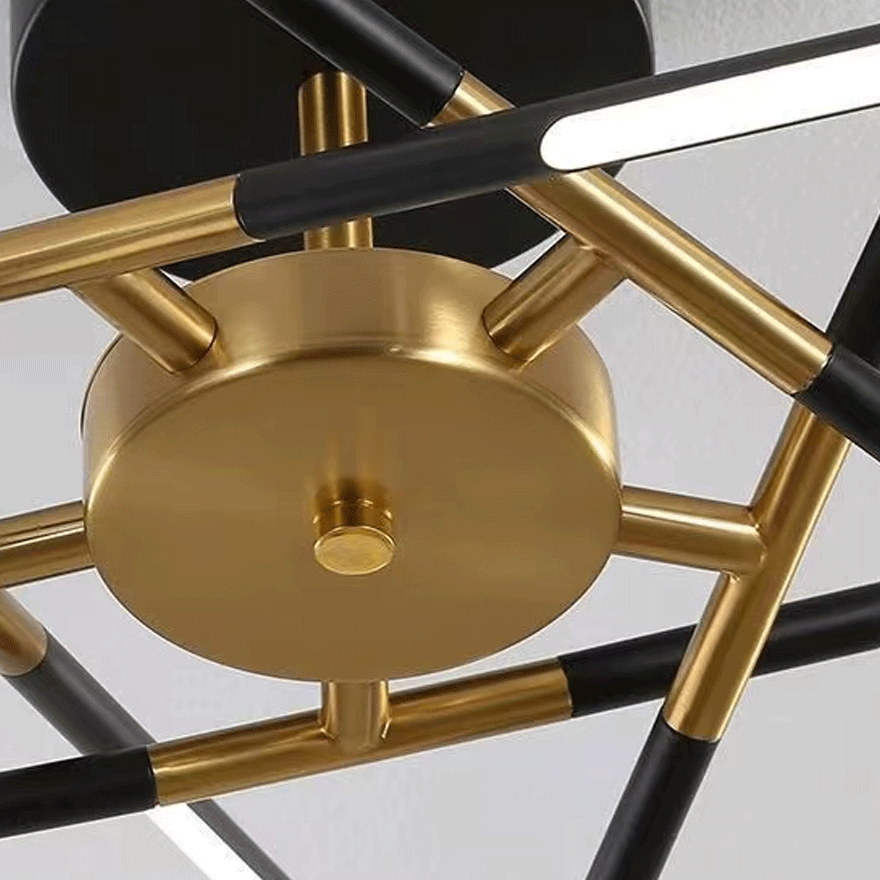 Modern Metal And Acrylic Linear Bedroom Ceiling Light, Black-Gold/Gold