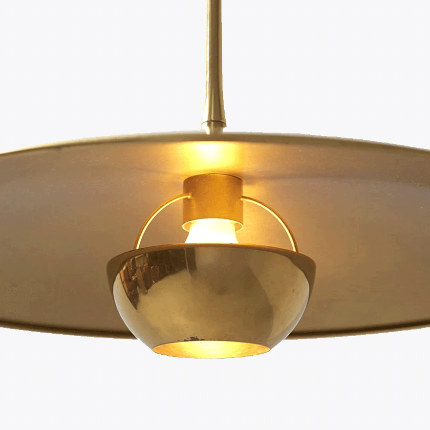 Retro Metal Hooded Bedroom Pendant Light, Gold