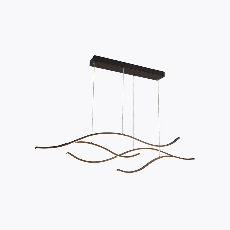 Minimalist Metal Linear Kitchen Island Chandelier Pendant Light, Black/Gold