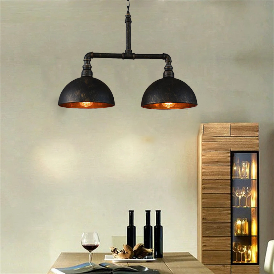 Retro Metal Bowled Kitchen Pendant Light, Black