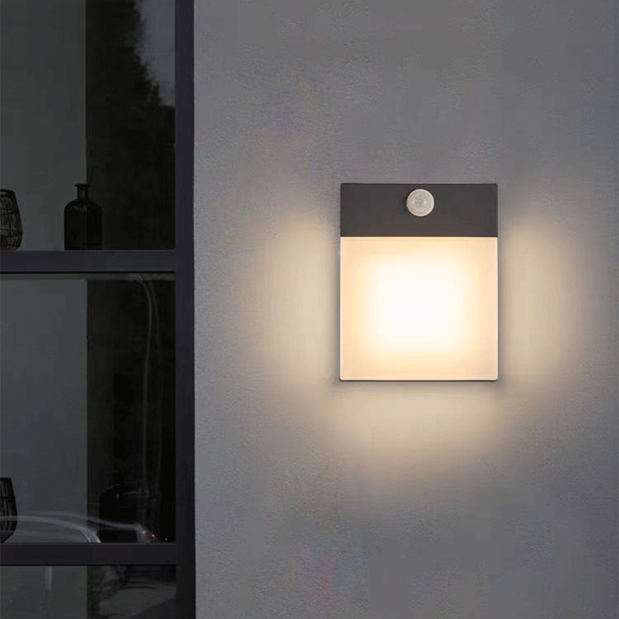 Modern Metal And Acrylic Square Outdoor Wall Lamp, Black-White