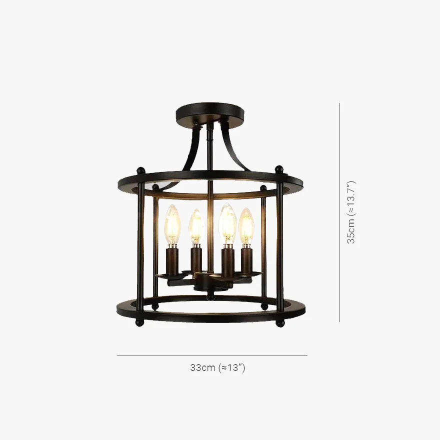 Industrial Metal Lantern Dining Room Ceiling Light, Black