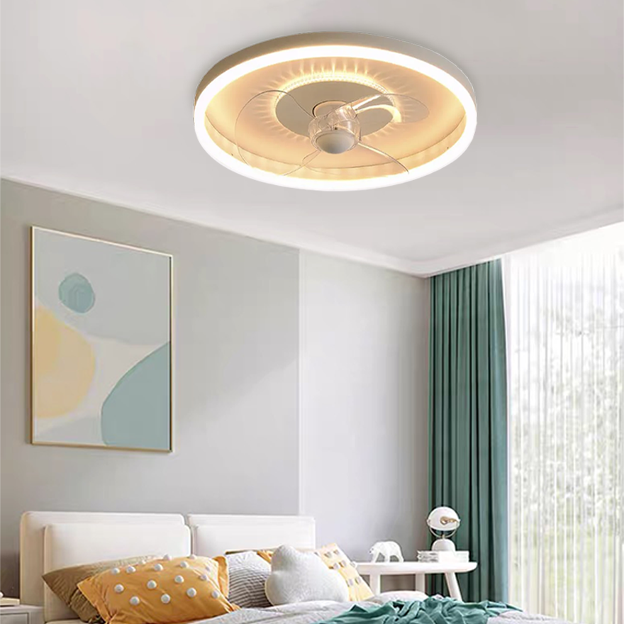 Quinn White Double-light Ceiling Fan with Light, DIA 40/50CM