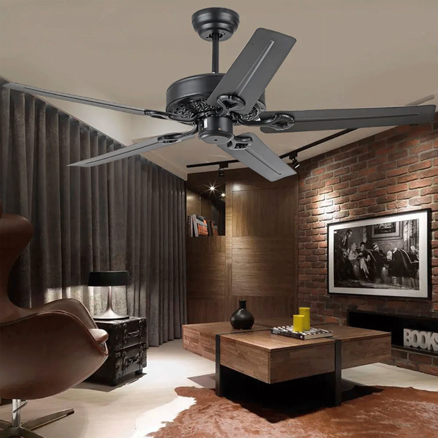 Industrial  Metal Radiographic Study Room Ceiling Fan, Black