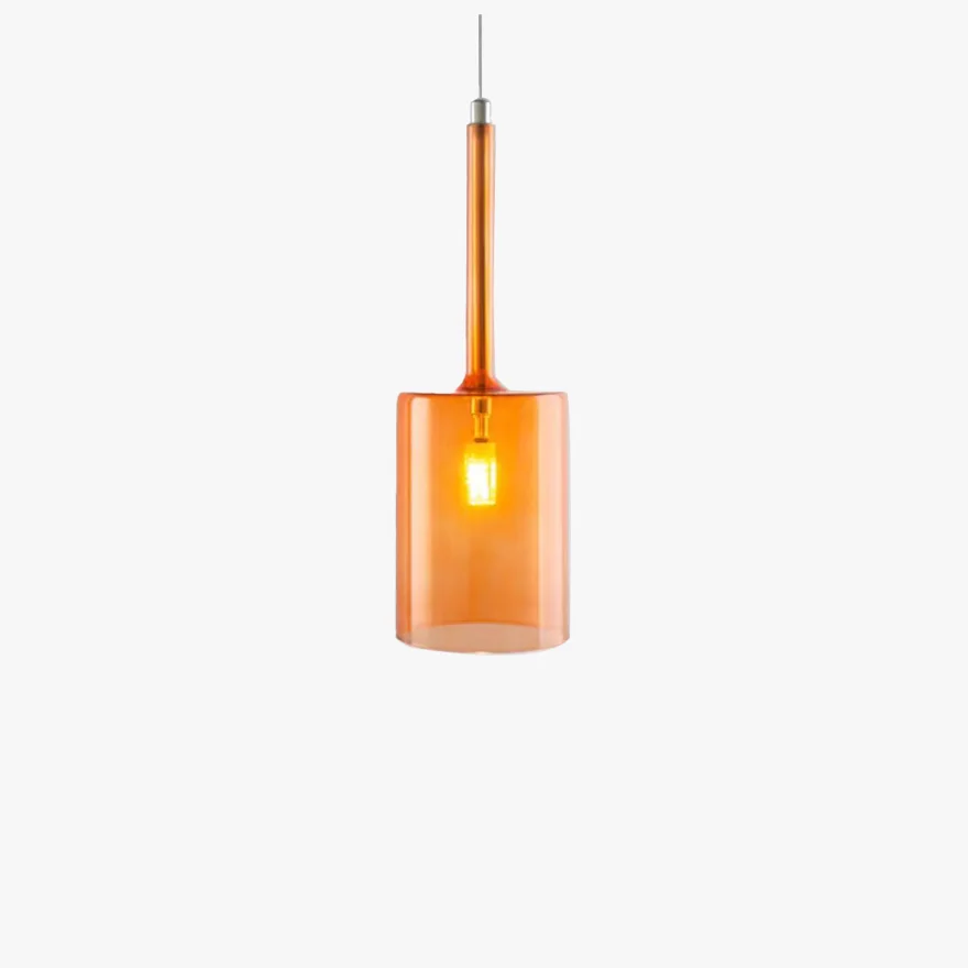 Classical Glass Cylindrical Dining Room  Pendant Light, Clear/Grey/Orange/Red