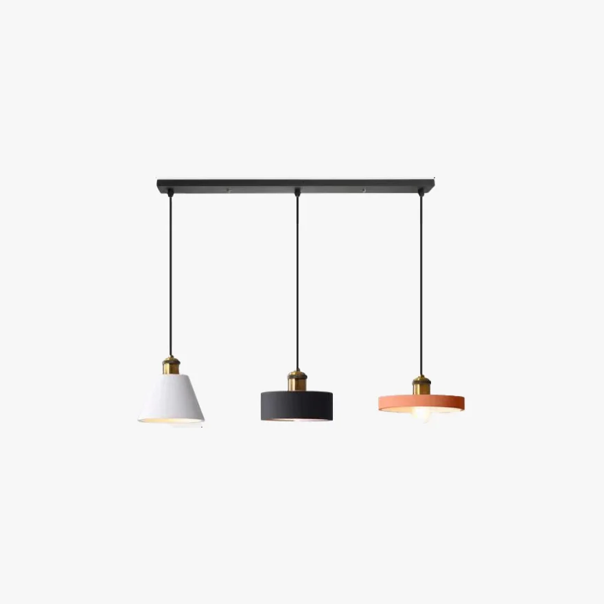 Morandi Metal And Resin Geometric Dining Room Pendant Light, Black/Grey/Orange/White