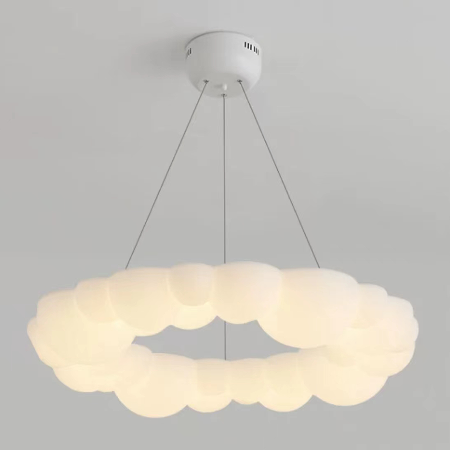 Decorative Metal And Acrylic Cloud Living Room Pendant & Ceiling Light With Dimmer, White