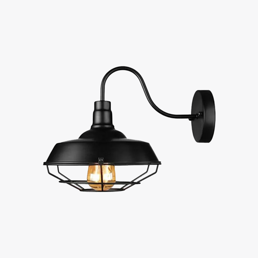 Industrial Metal Lantern Dining Room Wall Lamp, Black