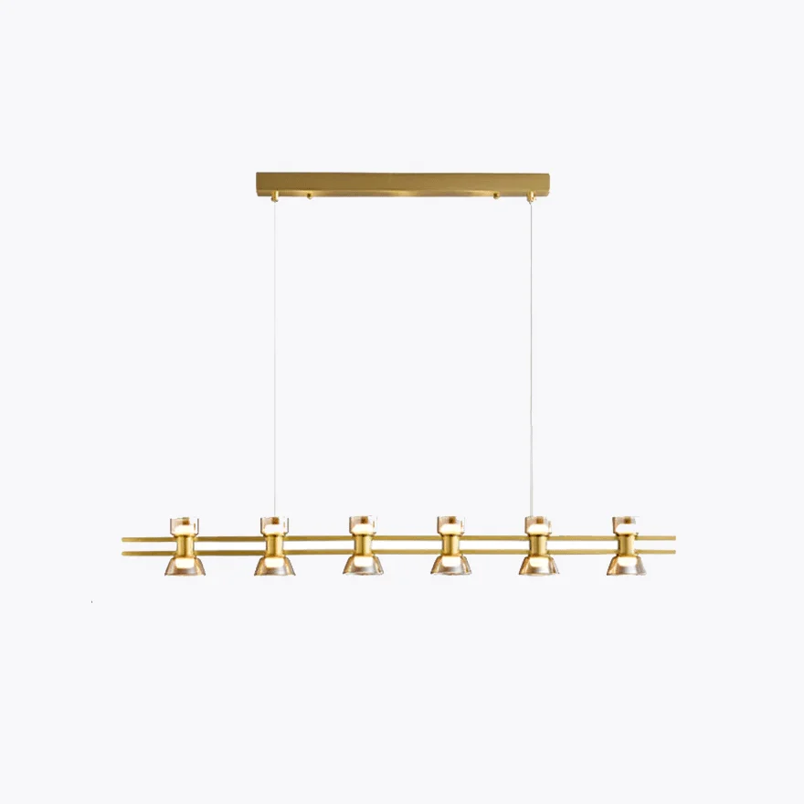 Designer Pure Copper And Glass Linear Dining Room Pendant Light, Black/Gold