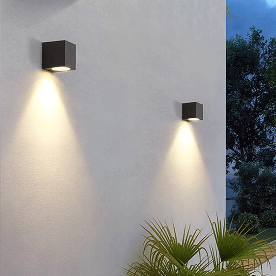 Minimalist Metal And Glass Cylindrical Outdoor Wall Lamp, Black