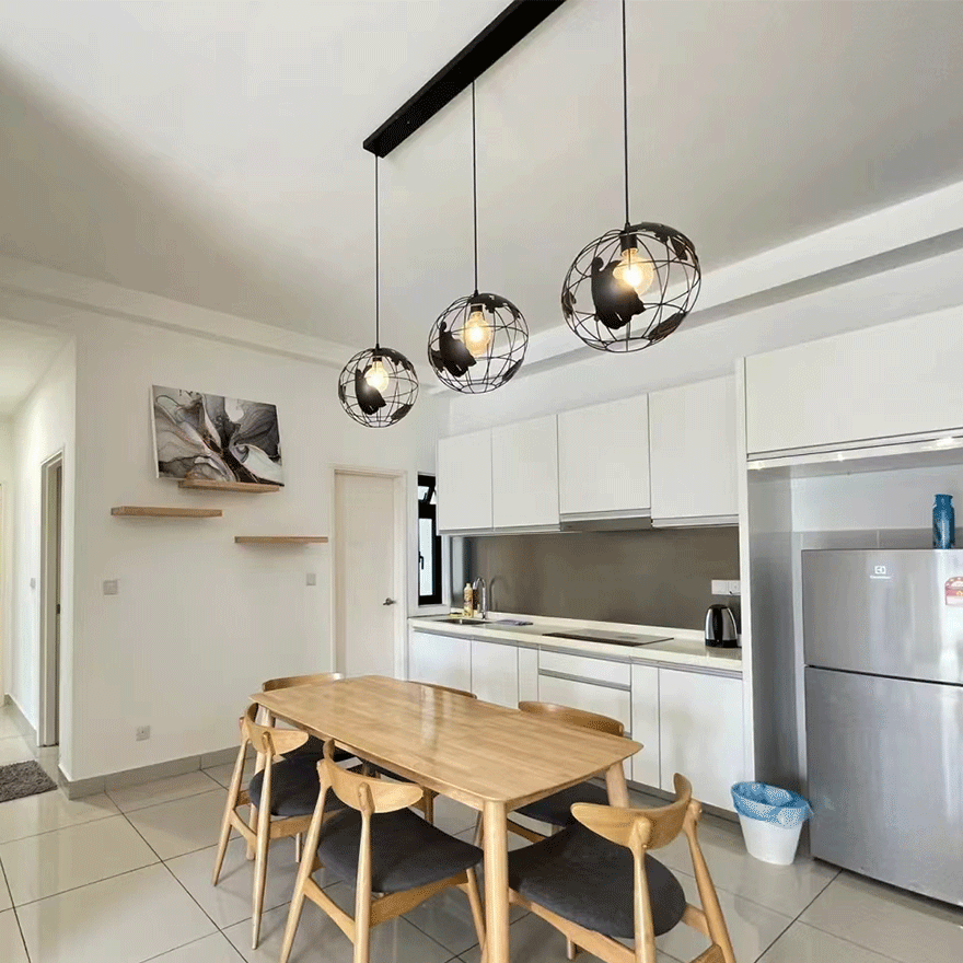 Modern Metal Cluster Dining Room Pendant Light, Black/White