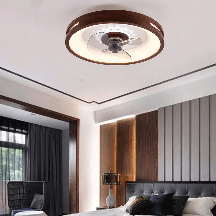 Modern Wooden And Acrylic Round Living Room Ceiling Light, Natural Wood/Walnut