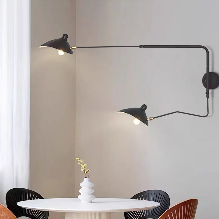 Designer Metal Linear And Conical Study Room Wall Lamp, Black