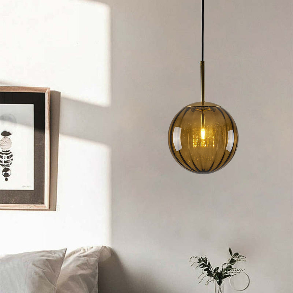 Post Modern Glass Sphere Pendant Lighting Ball Shape Hanging Lamp For Kitchen & Hallway, Four Colors