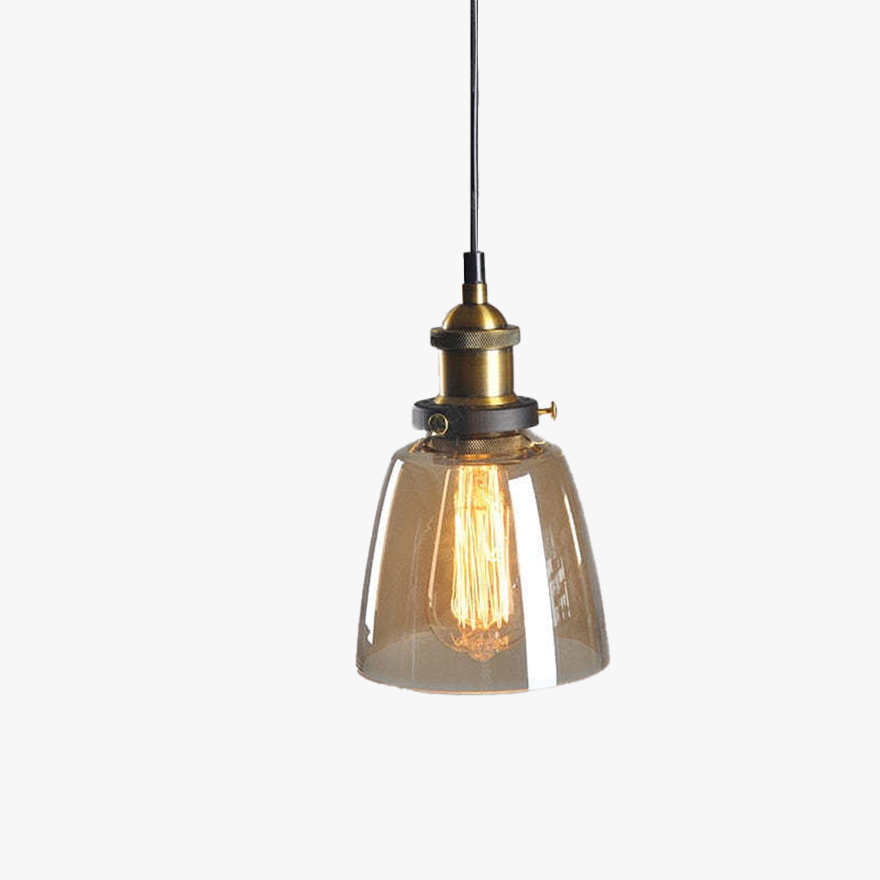 Modern Metal And Glass Geometric Kitchen Pendant Light, Clear/Amber/Smoke Grey