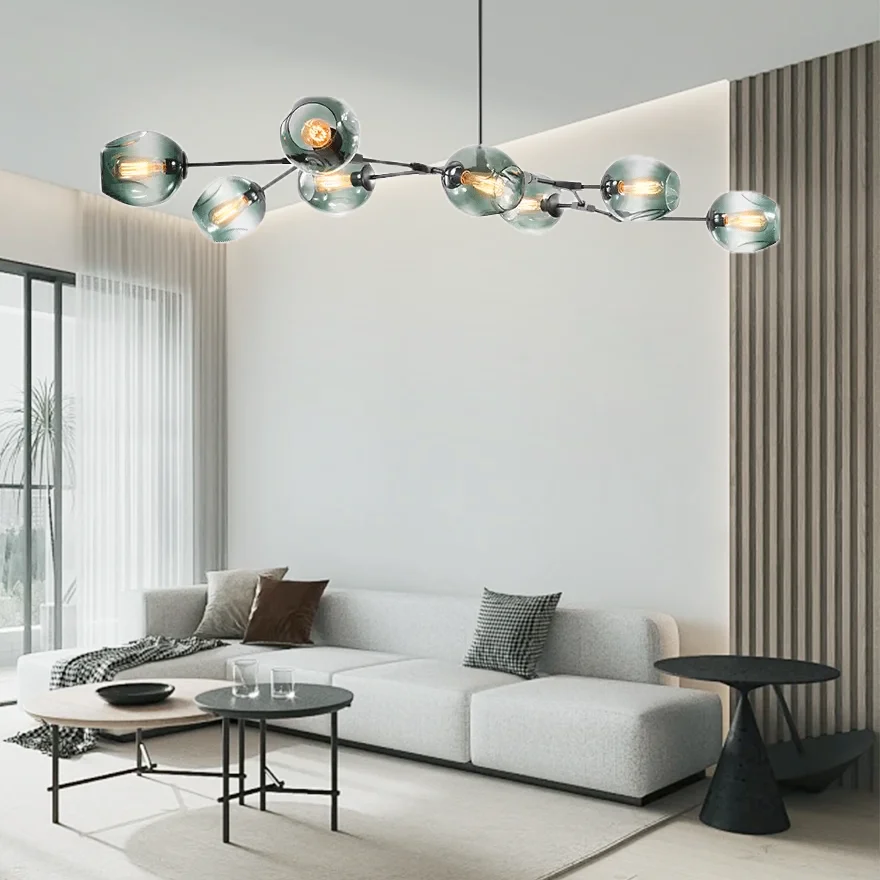 Modern Metal And Glass Bubble Bedroom Pendant Light, 6 Color