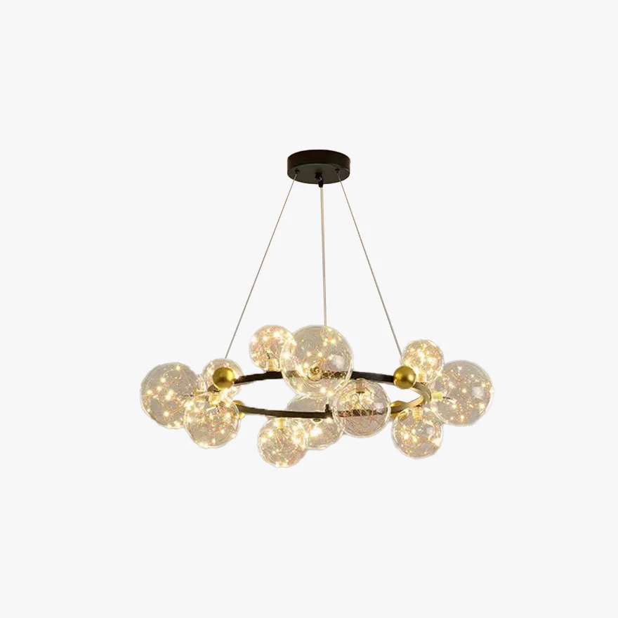 Modern Metal And Glass Bubble Living Room Pendant Light, Black/Gold