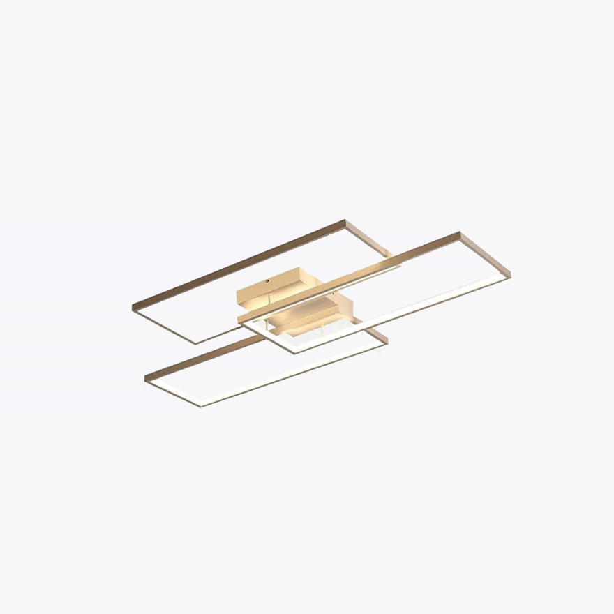 Modern Metal Rectangular Living Room Ceiling Light, Black/White