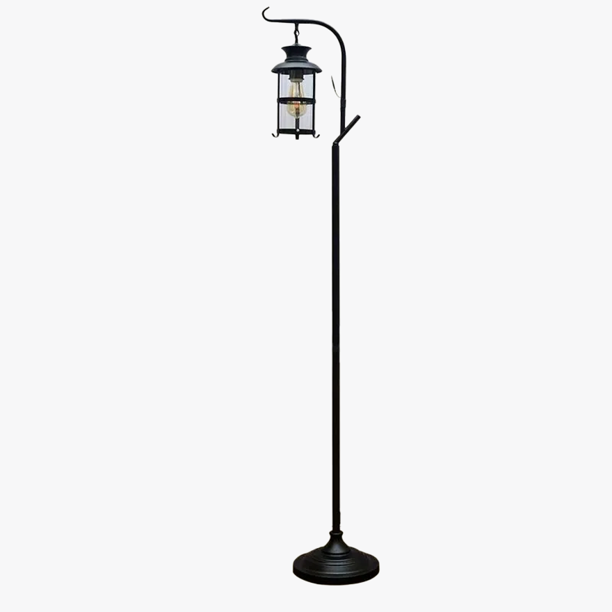 Art Deco  Metal And Glass Lantern Children's Room Floor Lamp, Black/White