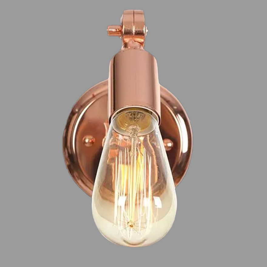 Unusual Metal Elliptical Passage Wall Lamp, Rose Gold