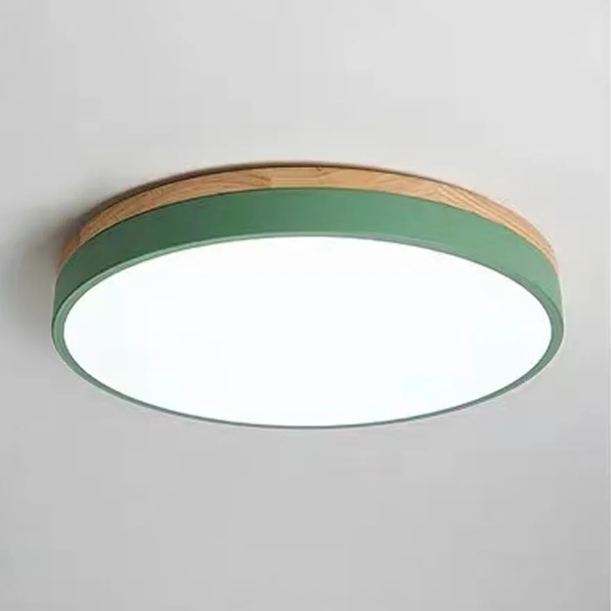 Morandi Metal And Acrylic Round Kitchen Ceiling Light, Green/Grey/White/Yellow, Trichromatic Light