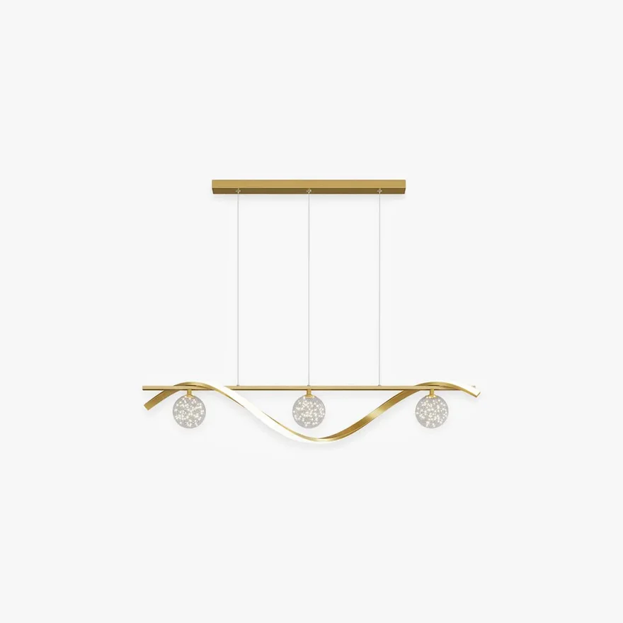 Modern Metal And Glass Linear Dining Room Pendant Light, Black/Gold