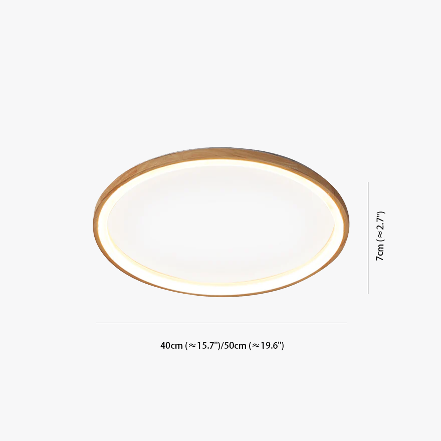 Modern Wooden And Acrylic Ring Study Room Ceiling Light, Log Color