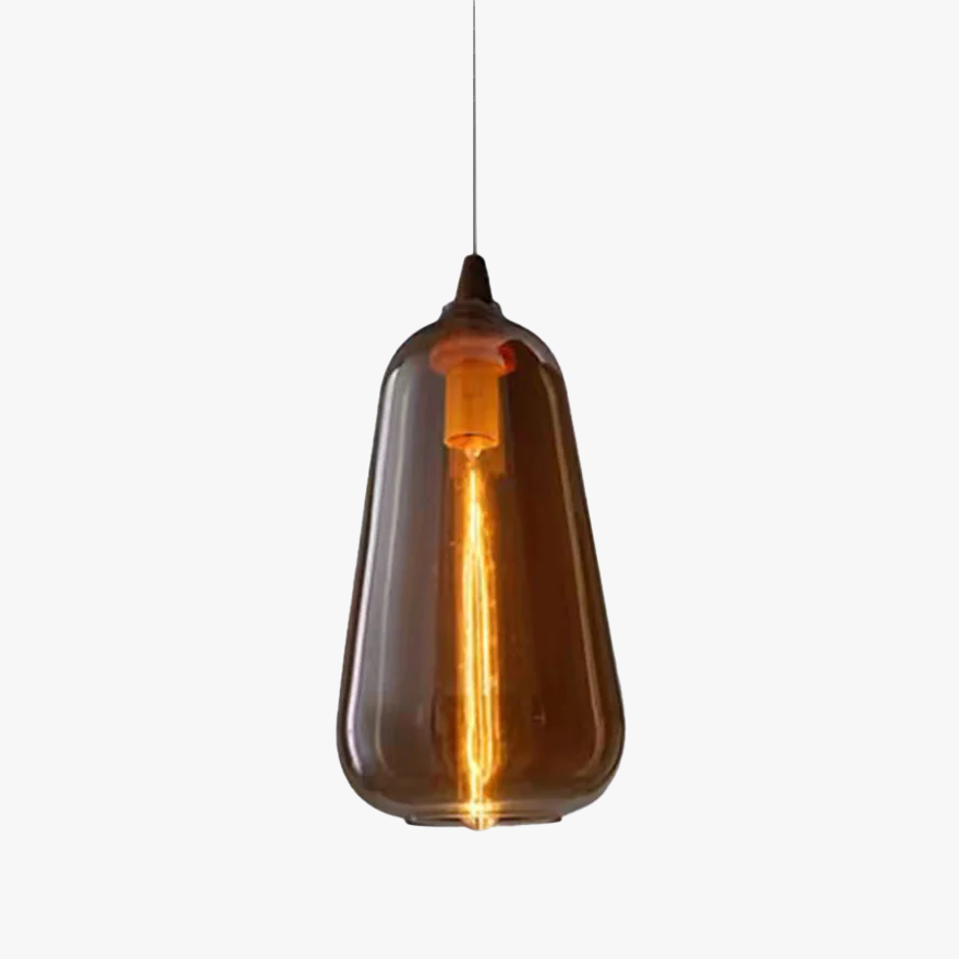 Modern Metal And Glass Drum Bedroom Pendant Light, Amber