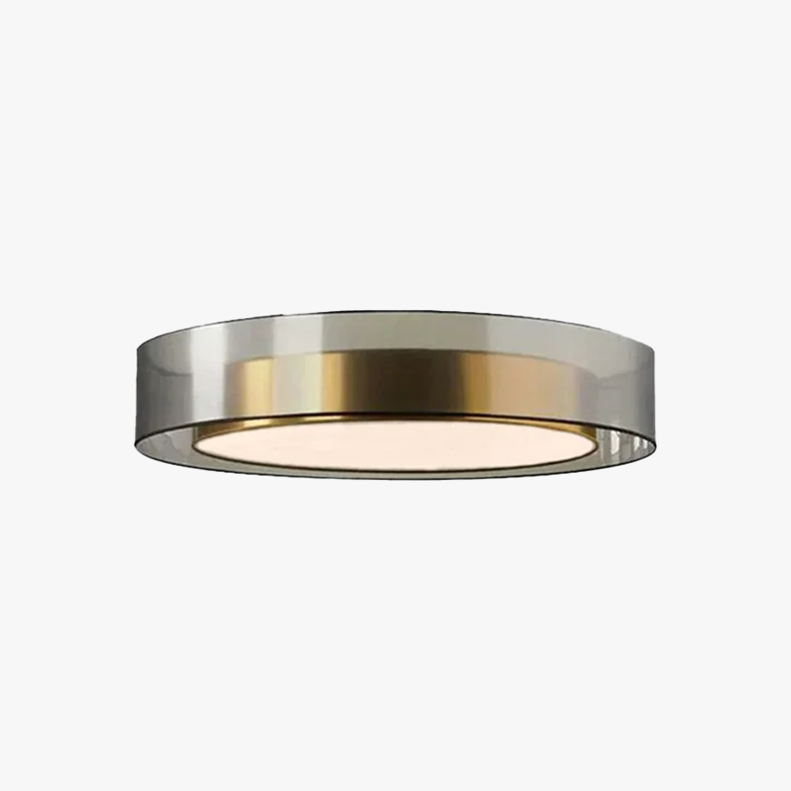 Minimalist Metal And Acrylic Round Bedroom Ceiling Light, Gold, Trichromatic Light