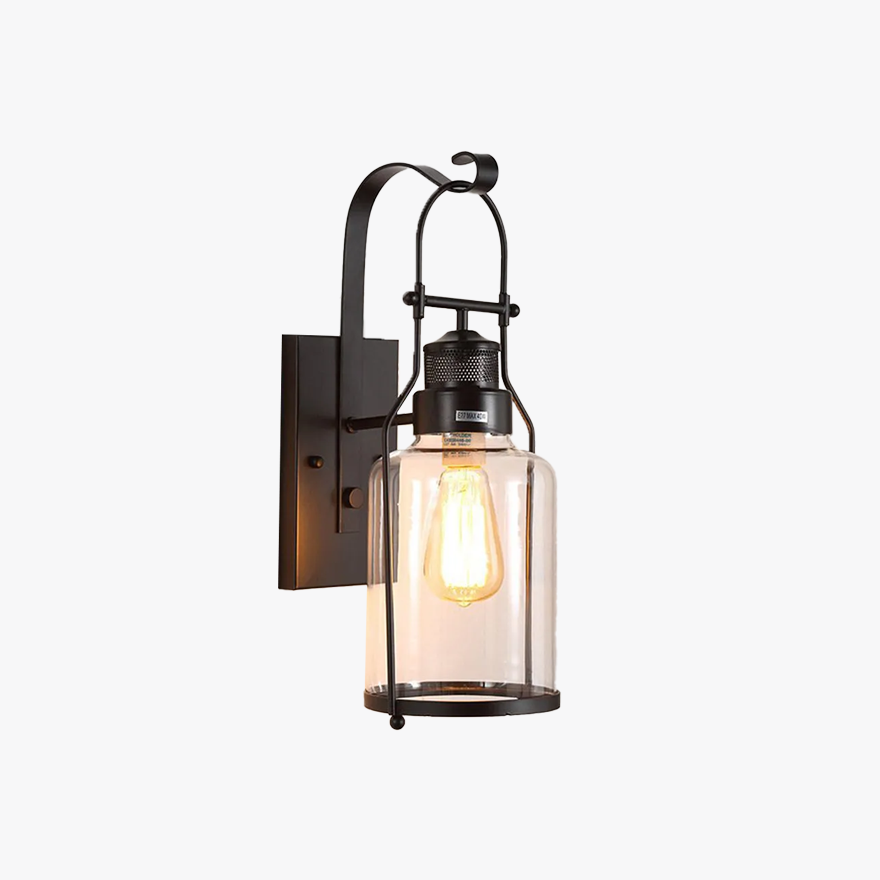 Retro Metal And Acrylic Lantern Dining Room, Wall Lamp, Black/Rusty