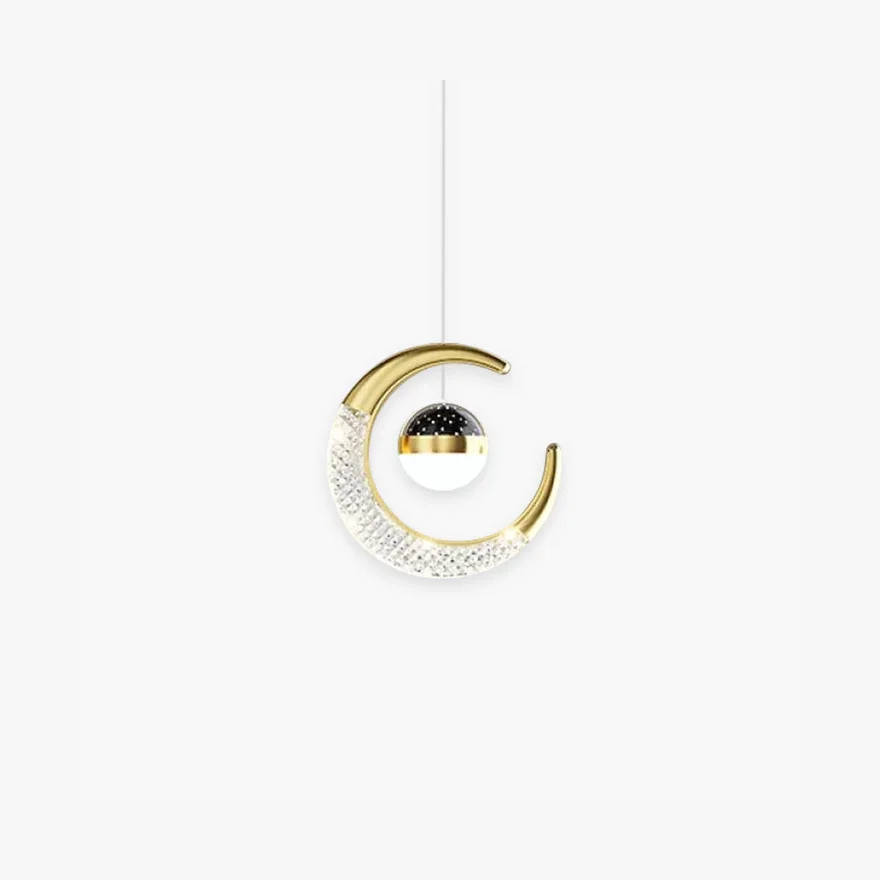 Designer Metal Starry with Projection Pendant Light, Black/Gold