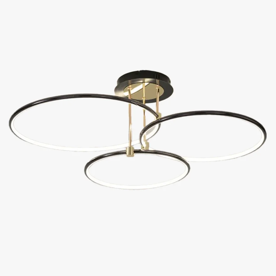 Modern Metal Round Dining Room Ceiling Light, Black/Gold