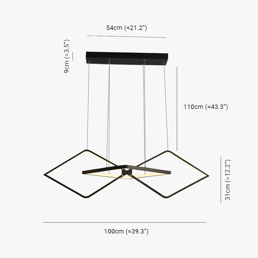 Modern Metal Geometric Dining Room Pendant Light, Black/Gold