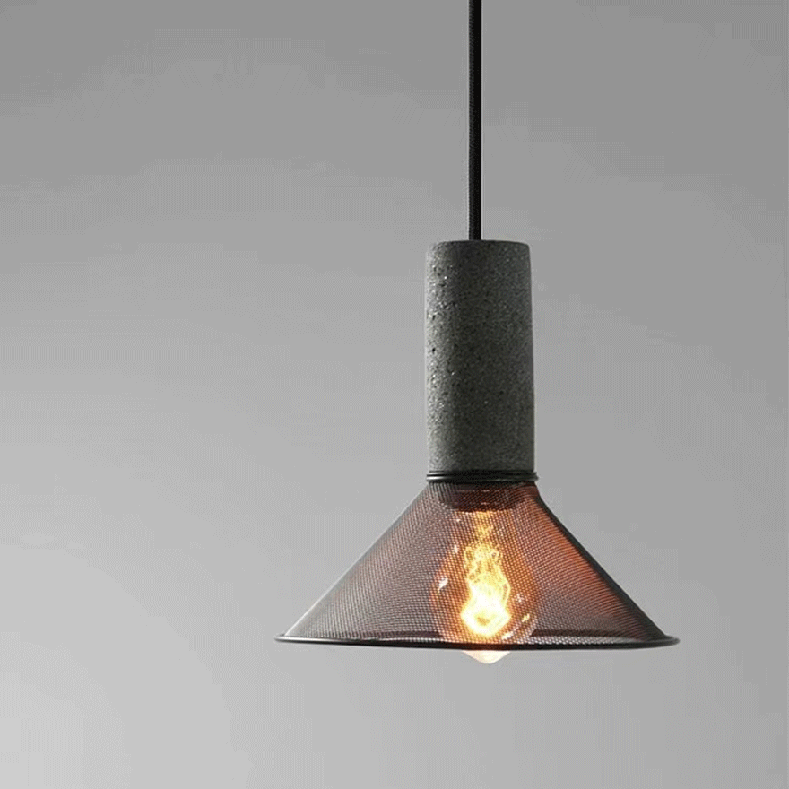 Industrial Metal And Cement Geometric Dining Room Pendant Light, Grey