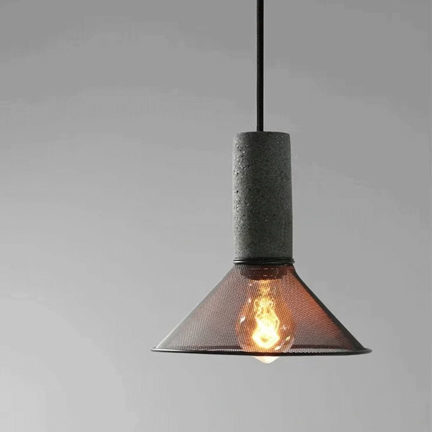 Industrial Metal And Cement Geometric Dining Room Pendant Light, Grey