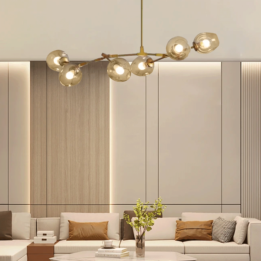 Modern Metal And Glass Bubble Bedroom Pendant Light, 6 Color