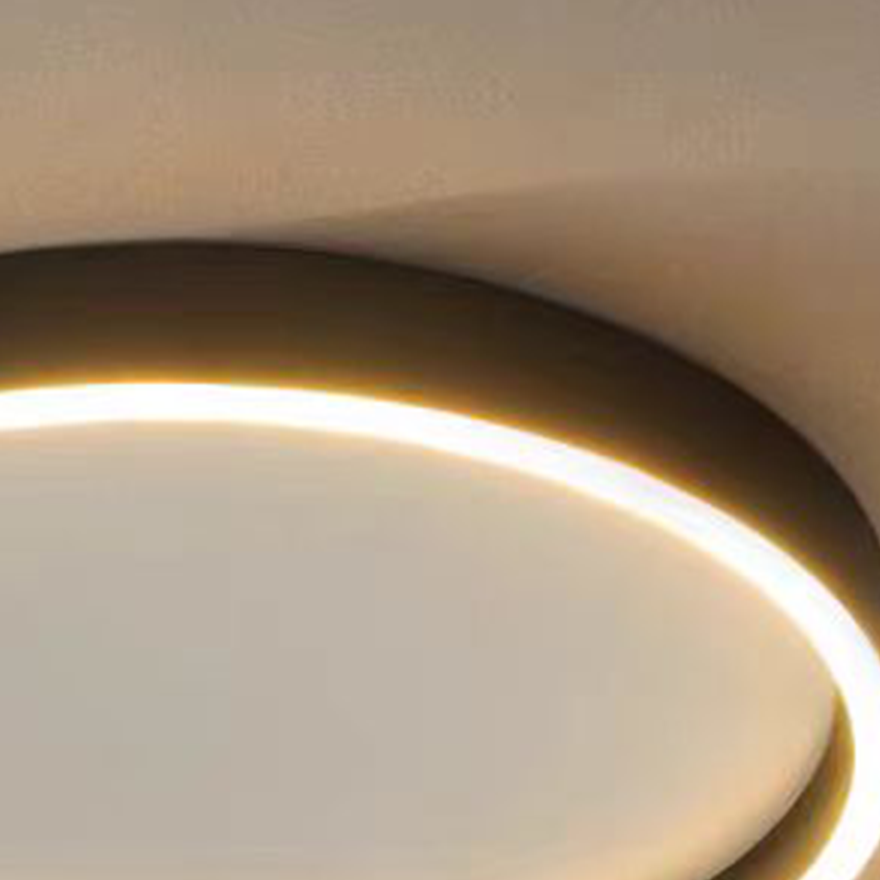 Modern Metal Round Bedroom Ceiling Light, Black/White, Trichromatic Light