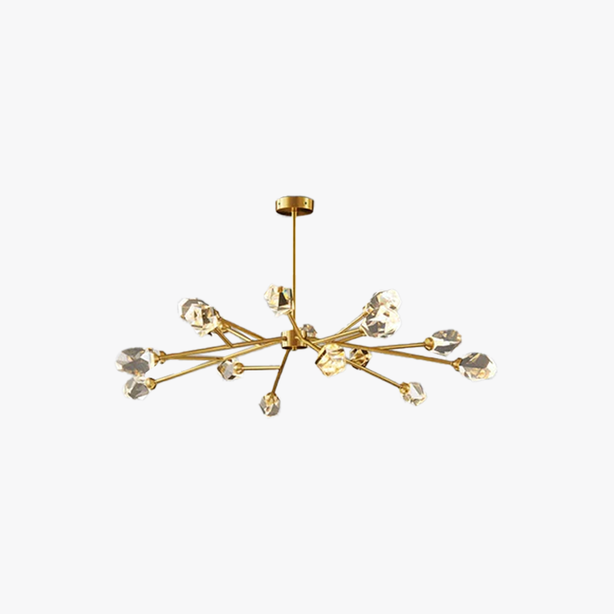 Modern Metal And Crystal Uneven Bedroom Chandeliers Pendant Light, Gold, Trichromatic Light