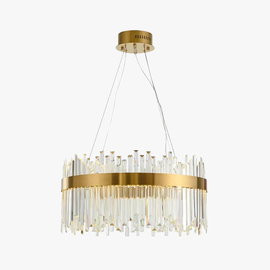 Royal Metal And Glass Ring Dining Room Chandelier Pendant Light, Gold, Trichromatic Light