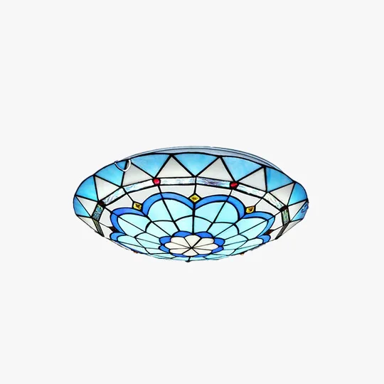 Art Deco Glass Round Bedroom Ceiling Light, Multicolor