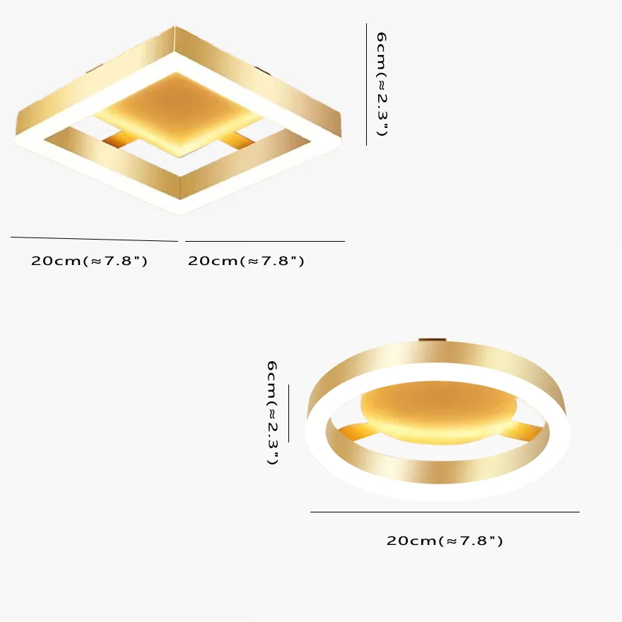 Modern Metal Square Dining Room Ceiling Light, Gold