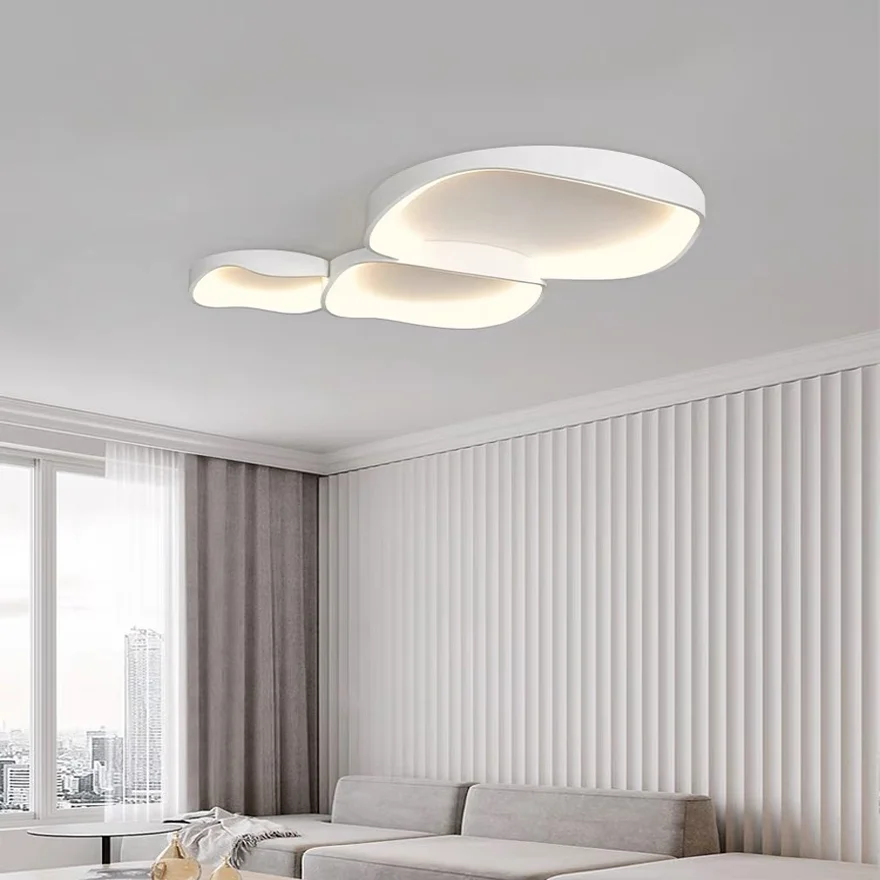 Designer Metal And Acrylic Uneven Living Room Ceiling Light, White, Trichromatic Light