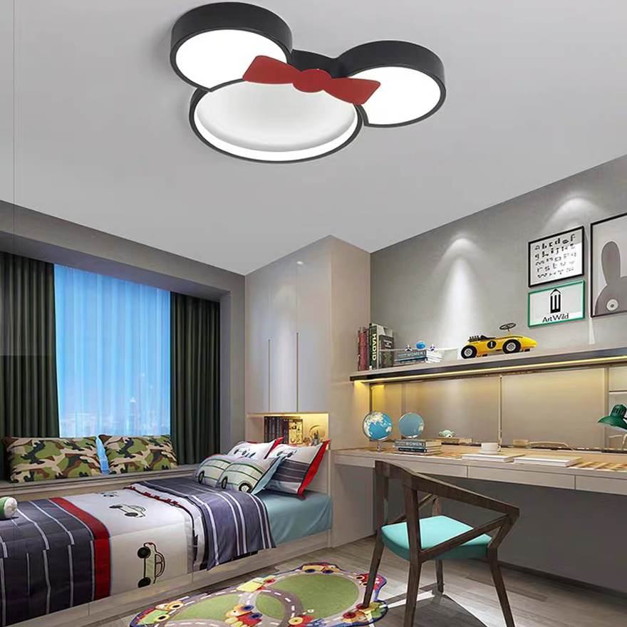 Designer Metal And Acrylic Mouse Children's room Ceiling Light, Black