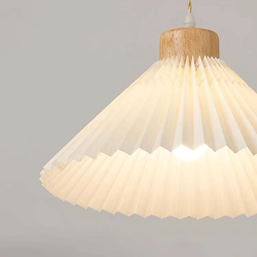 Modern Wooden And Acrylic Conical Kitchen Pendant Light, White, Trichromatic Light