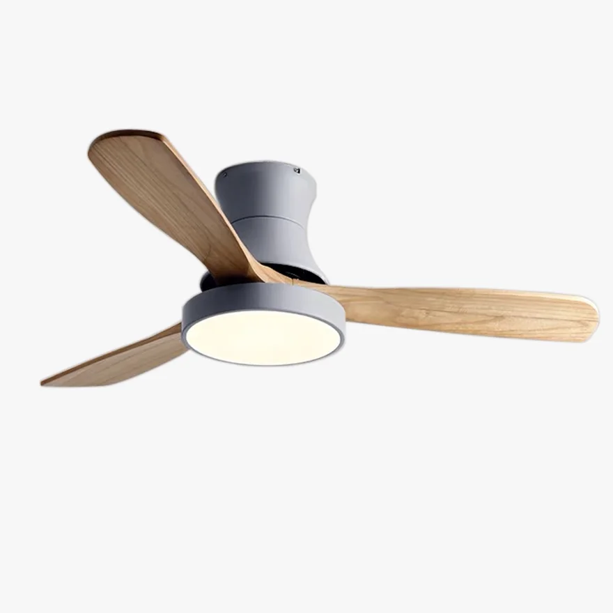 Natural Metal And Acrylic Round Living Room Ceiling Fan with Light, Grey/White