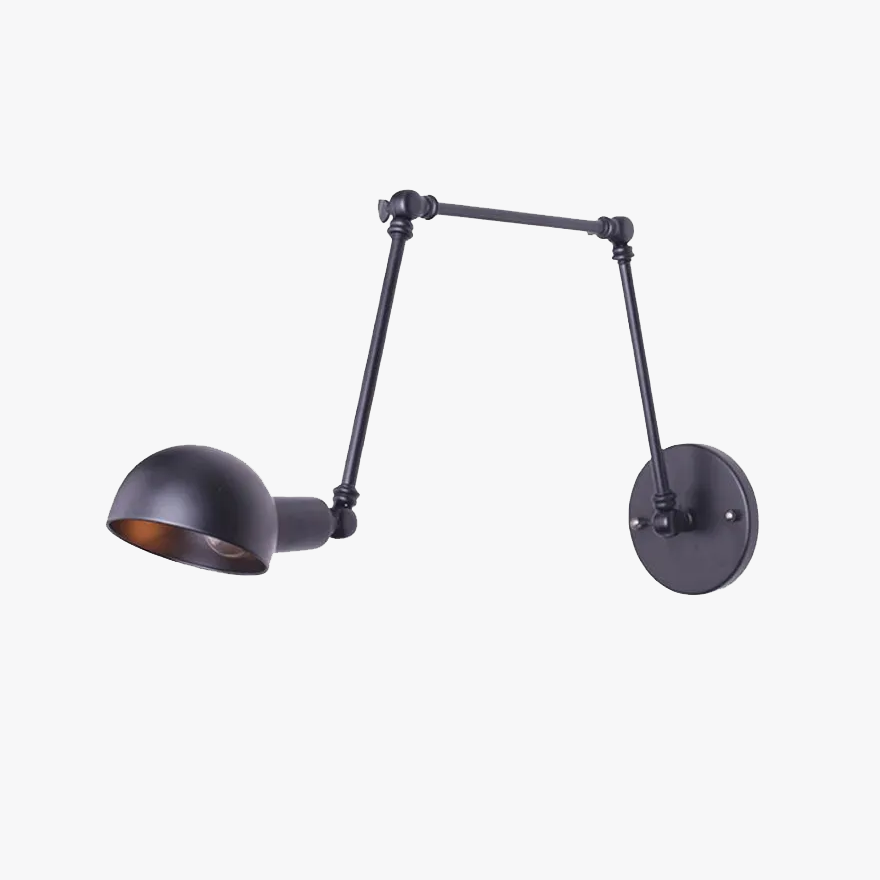 Industrial Metal Hooded Living Room Wall Lamp, Black