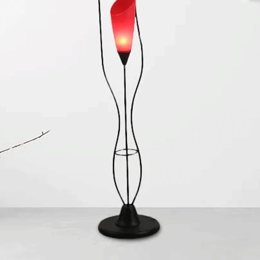 Art Deco Metal And Acrylic Torchiere Living Room Floor Lamp,  Red