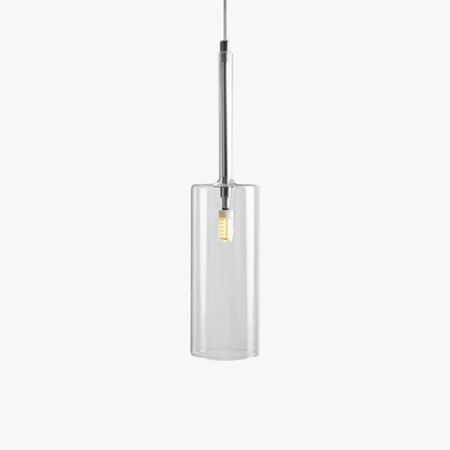 Classical Glass Cylindrical Dining Room  Pendant Light, Clear/Grey/Orange/Red