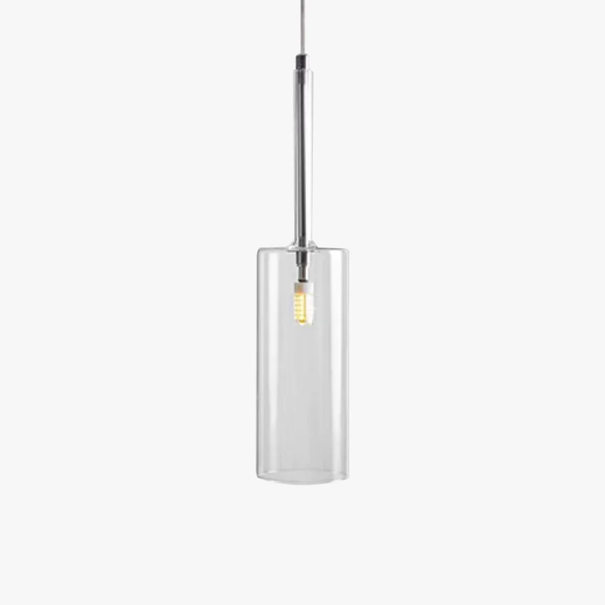 Classical Glass Cylindrical Dining Room  Pendant Light, Clear/Grey/Orange/Red